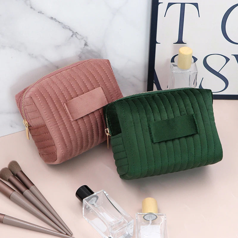 Bolsa de maquillaje de viaje, bolsa de cosméticos acolchada, bolsas de maquillaje acolchadas para mujer, estuche organizador de maquillaje, neceser de viaje con apertura ancha