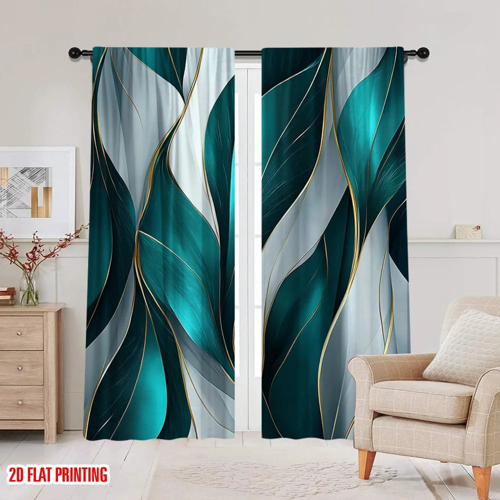 2PCS Party Blackout Curtains – Modern 2D Print, Perfect for Classrooms & Offices