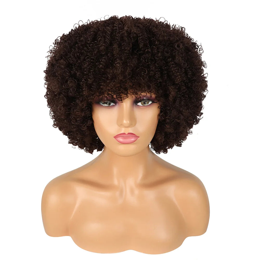 Synthetic Short Pixie Afro Kinky Curly Wigs Simple Cheap Machine Made Wigs For Women Natural Hair Styles Curly Hair For Women