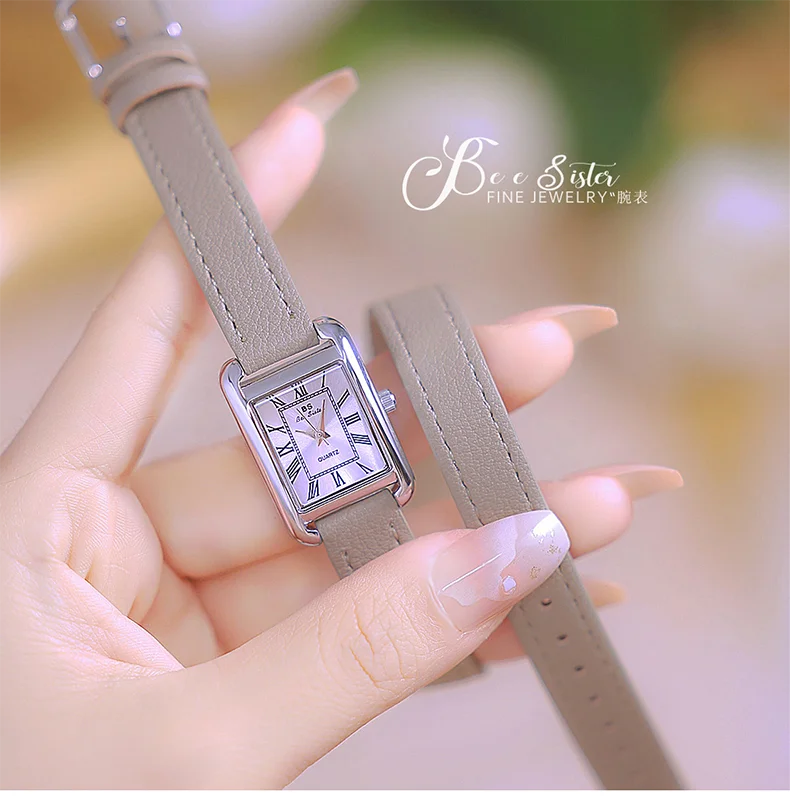 Reloj de mujer elegante retro pequeño cuadrado, correa de cuero de alta calidad, reloj de pulsera impermeable, regalo para novia