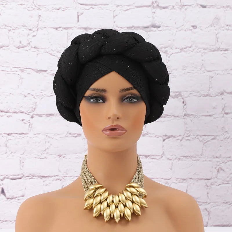 Couvre-chef africain à paillettes pour femmes, foulard, bonnet, bonnet, couvre-chef de mariage nigérian, couvre-chef de fête, chapeau