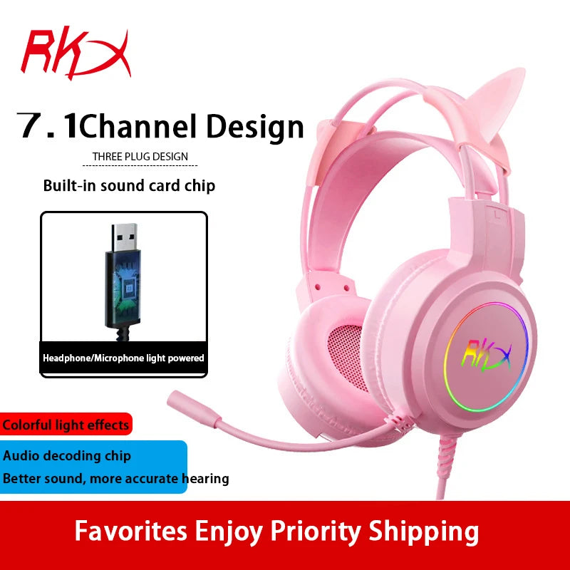 Gaming headset headset computer wired headset with microphone gaming game play listening to the sound of the USB interface