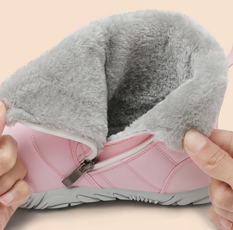 Winter Snow Boots Children's Shoes For Boys Girls Warm Plush Ankle Boots Outdoor Waterproof Anti Slip Kids Cotton Shoes Fashion