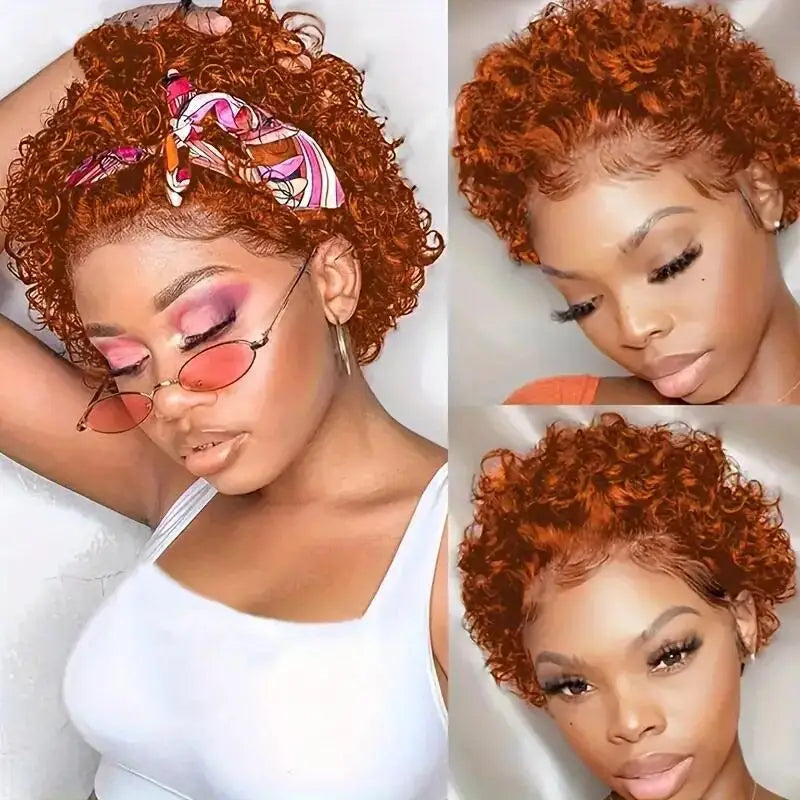 Ginger Curly Pixie Bob Wig