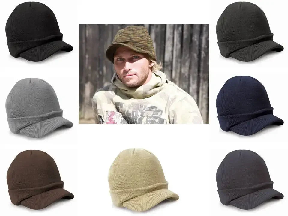 Bonnet ample en tricot pour homme et femme, surdimensionné, tendance, style militaire, en laine, chaud, en canard, pour l'automne et le ski