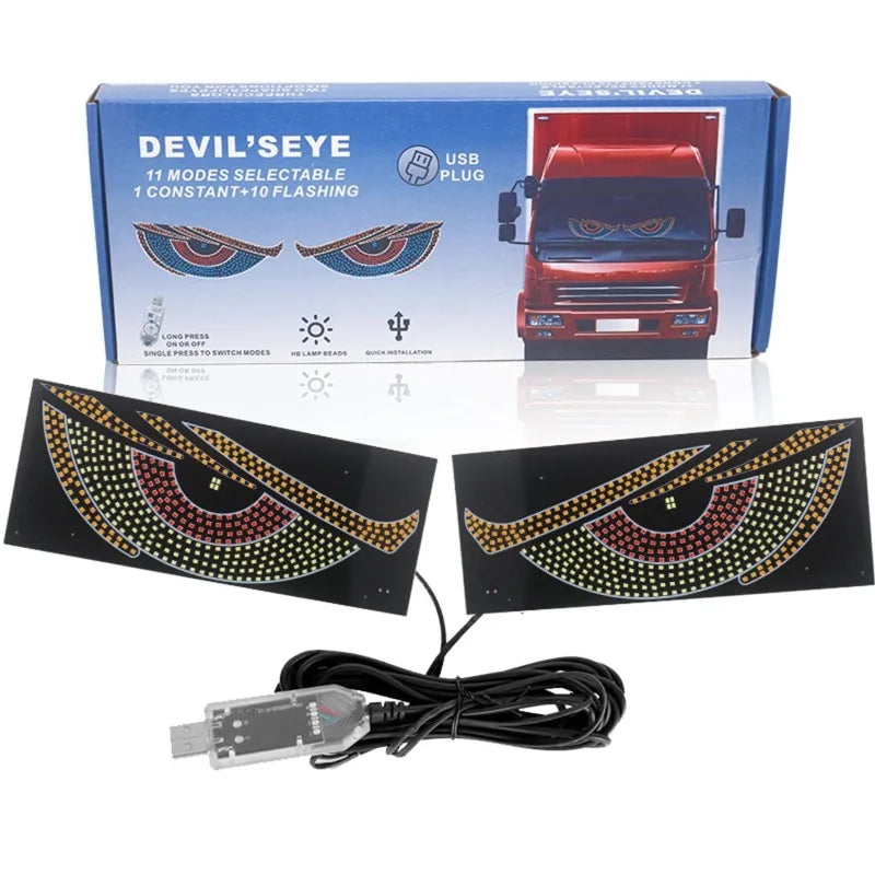 USB dynamisk animasjon LED øye-skjerm pikselpanel for bil lastebil demonøyne LED-skjermlys foran og bak frontrutedekorasjon