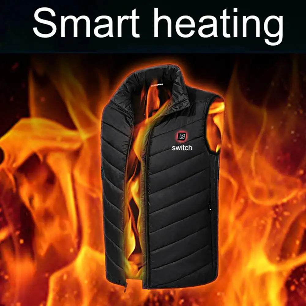 Chaleco Térmico de Invierno para Hombres con USB, Temperatura Constante Segura, Chaleco Calefactable Infrarrojo para Exteriores, Chaleco Térmico de Fibra de Carbono