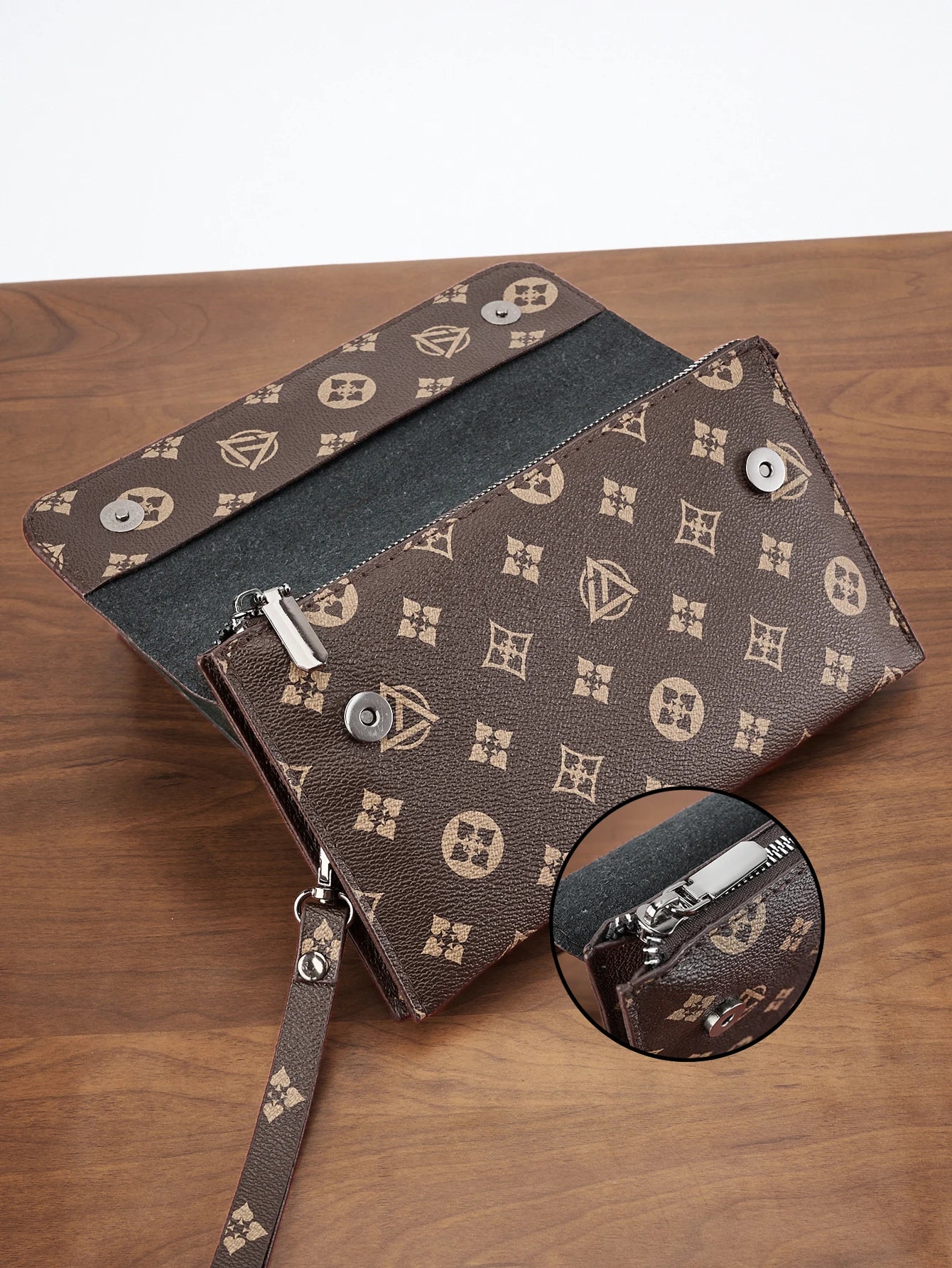 Classic Premium Men's Clutch Wallet - Double Layer Ultra-Thin Large Capacity Portable Wristlet Long Wallet