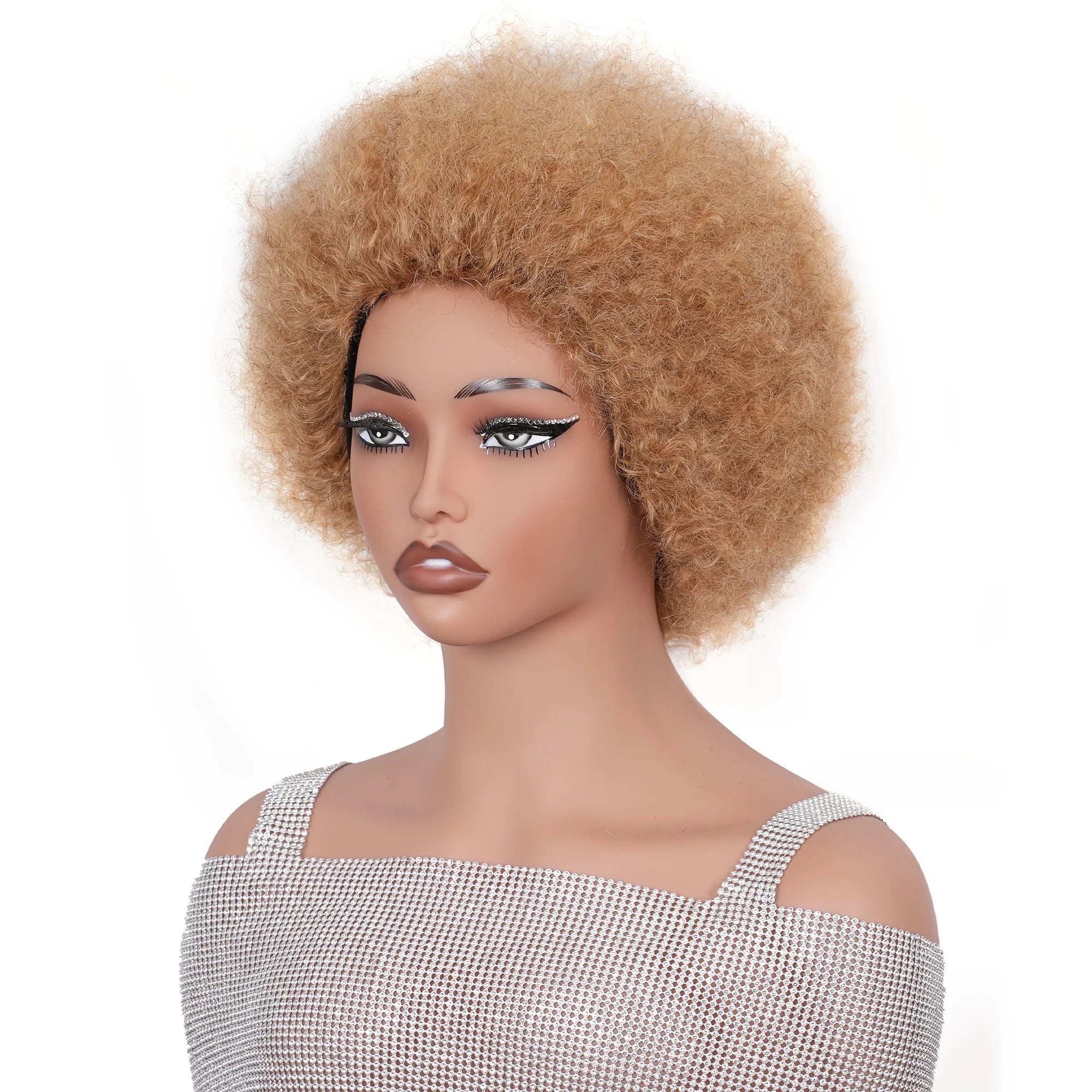 Short Afro Kinky Curly Bob Wig Rose Net Cap For Full Machine Made Wig For Women 150% Density Short Hair Wigs Afro Wig