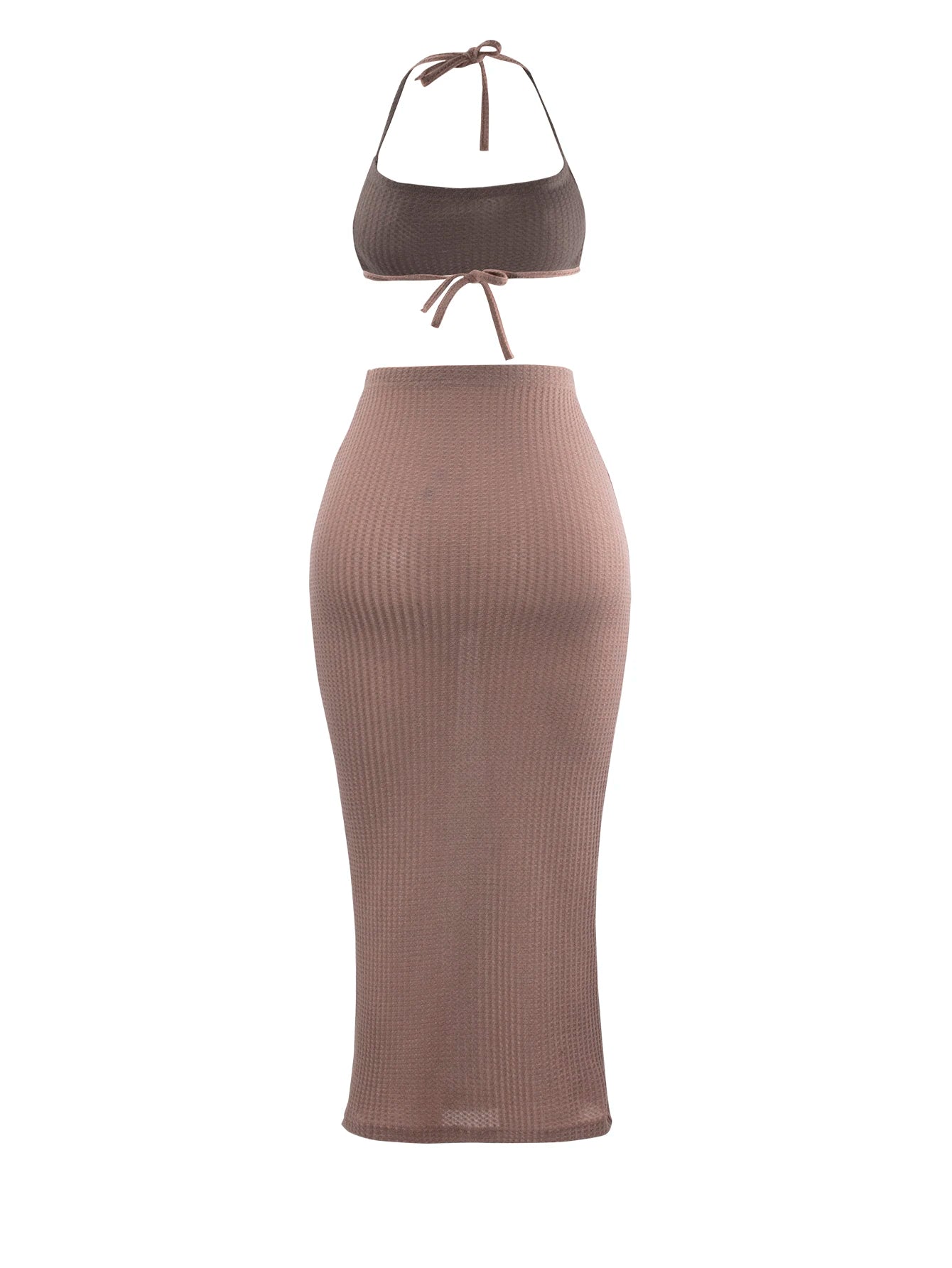 Women Long Skirt 2 Pcs Sets Sexy Strapless Tube Top Bodycon Maxi Skirts Y2k Two Piece Outfit Summer Clothing Beach Wear