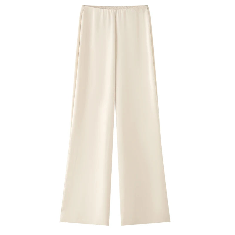 Conjunto de pantalón TRAF de 2 piezas para mujer, pantalones anchos, conjuntos lisos, tops y camisolas sin tirantes, conjunto de dos piezas para mujer, top corto y conjunto de pantalón 088