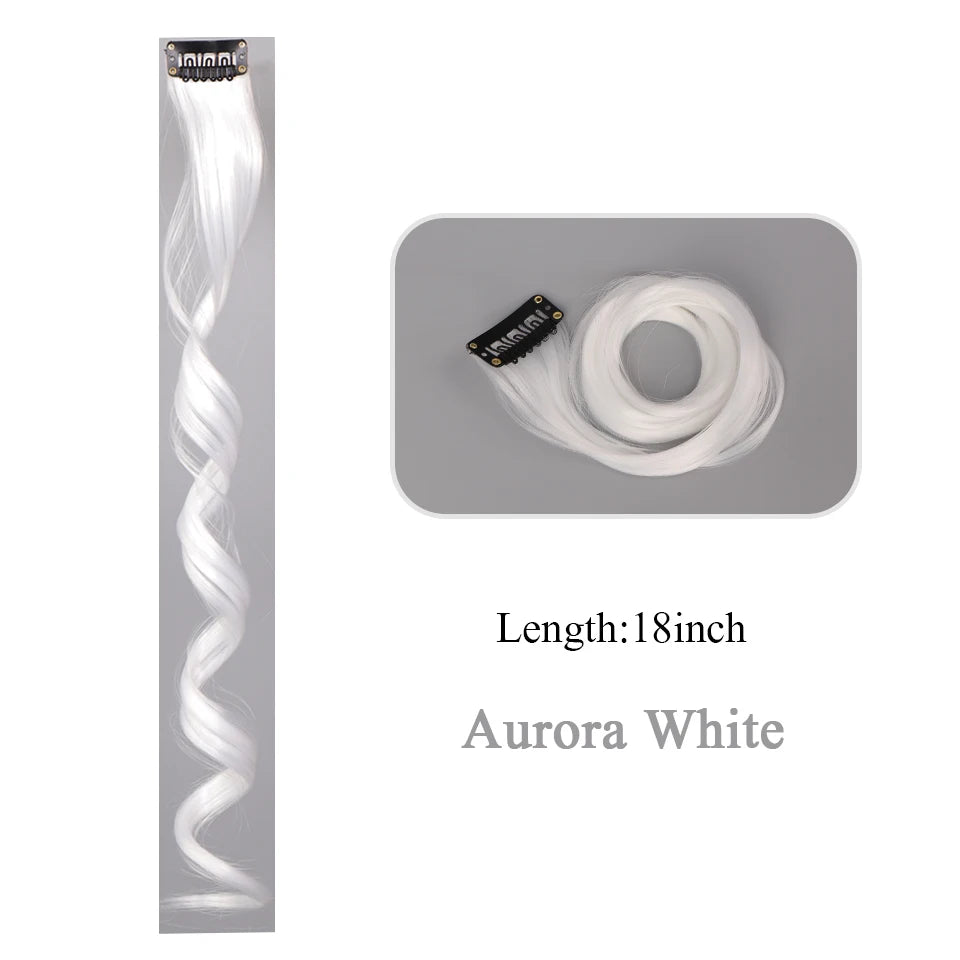 Extensions de cheveux synthétiques longues et bouclées pour femmes, résistantes à la chaleur, à clipser, couleur or, gris, violet, rose, rouge