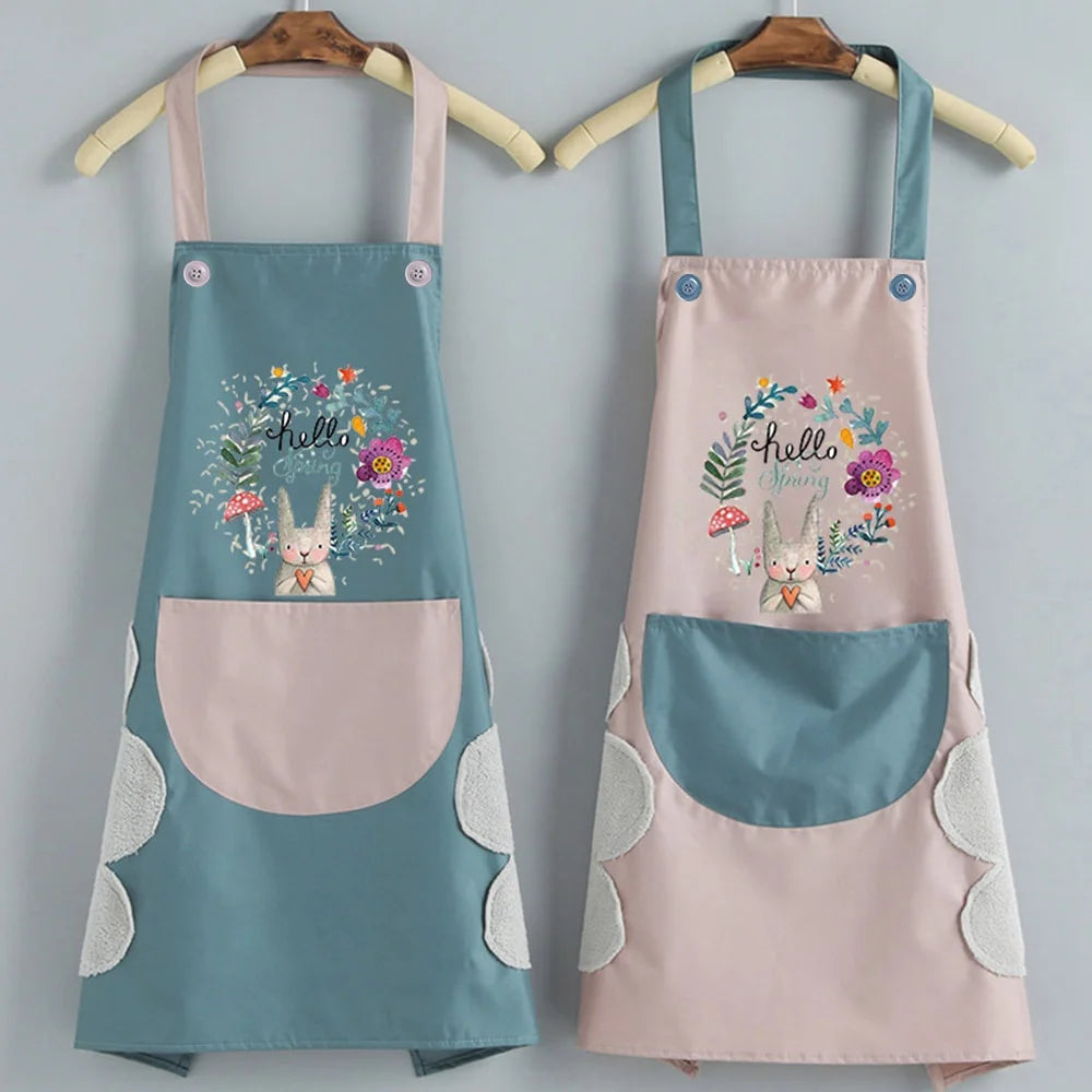 Aprons for Woman Kitchen Apron Household Apron for Kitchen Accessories Oil-Proof Baking Waterproof Wipeable Kitchen Apron