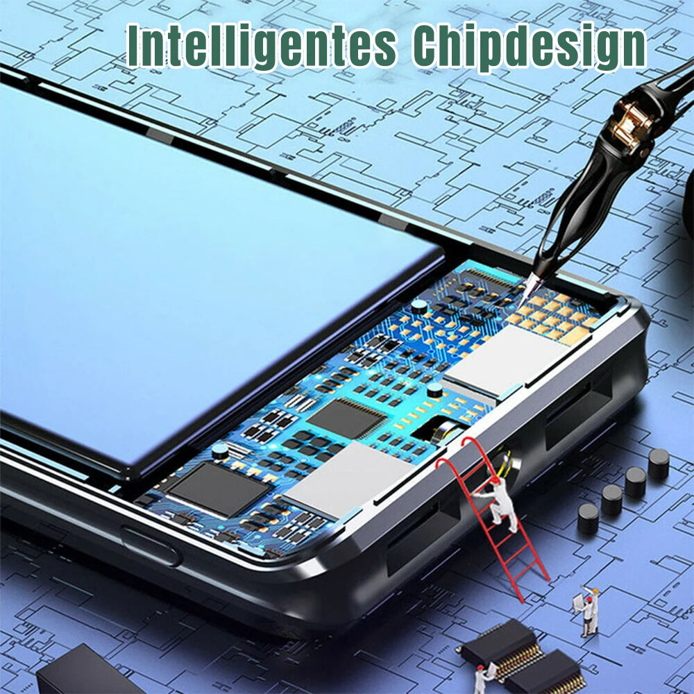 Batería externa de carga rápida inalámbrica, gran capacidad, USB, 4 en 1, carga superrápida, cable de alimentación cuádruple integrado, portátil, alta capacidad