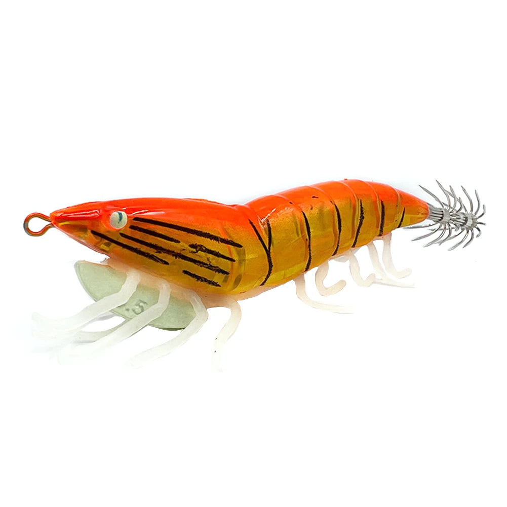 3.0 Squid Bait Squid Hook Wood Shrimp Squid Hook Soft Leg Shrimp Lure Bait Glistening Wood Shrimp Squid Hook Fishing Tackle
