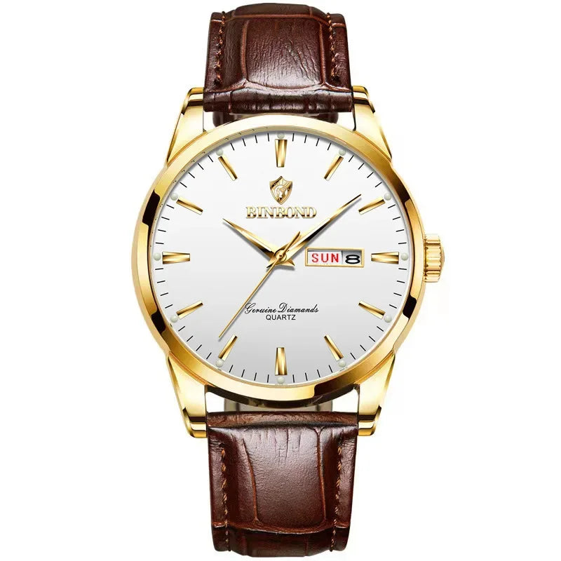 Hombre Reloj Superior Marca de Lujo Reloj de Pareja para Mujer Hombre Reloj Impermeable Calendario Masculino Relojes de Pulsera de Cuarzo Correa de Cuero Señoras