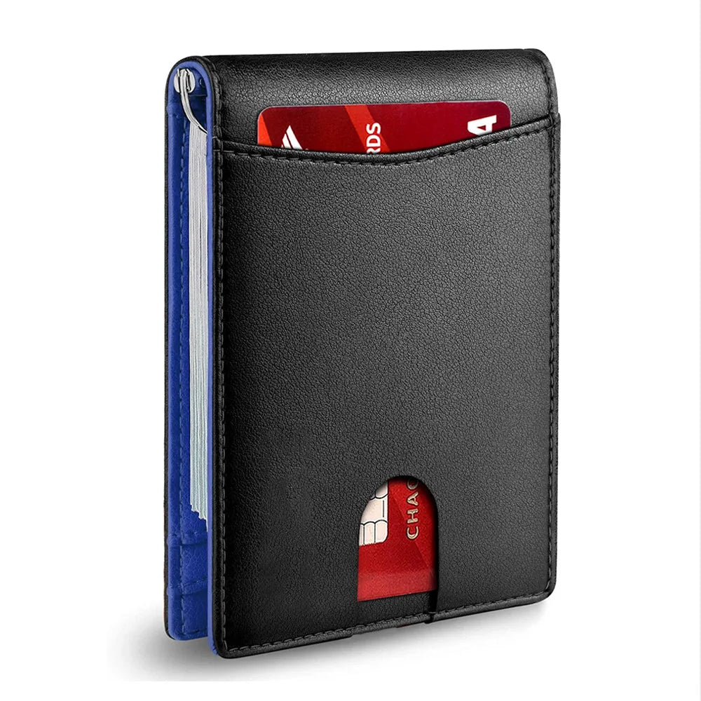Carteras Delgadas para Hombre - Billetera de Cuero con Clip para Billetes para Hombre - Cartera Bifold RFID para Bolsillo Delantero - Tarjetero Minimalista