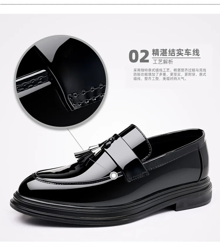 Zapatos de cuero para hombre, otoño, negocios, formal, tallas grandes, zapatos de vestir para hombre, zapatos casuales de suela blanda, zapatos negros para novio de boda para hombre