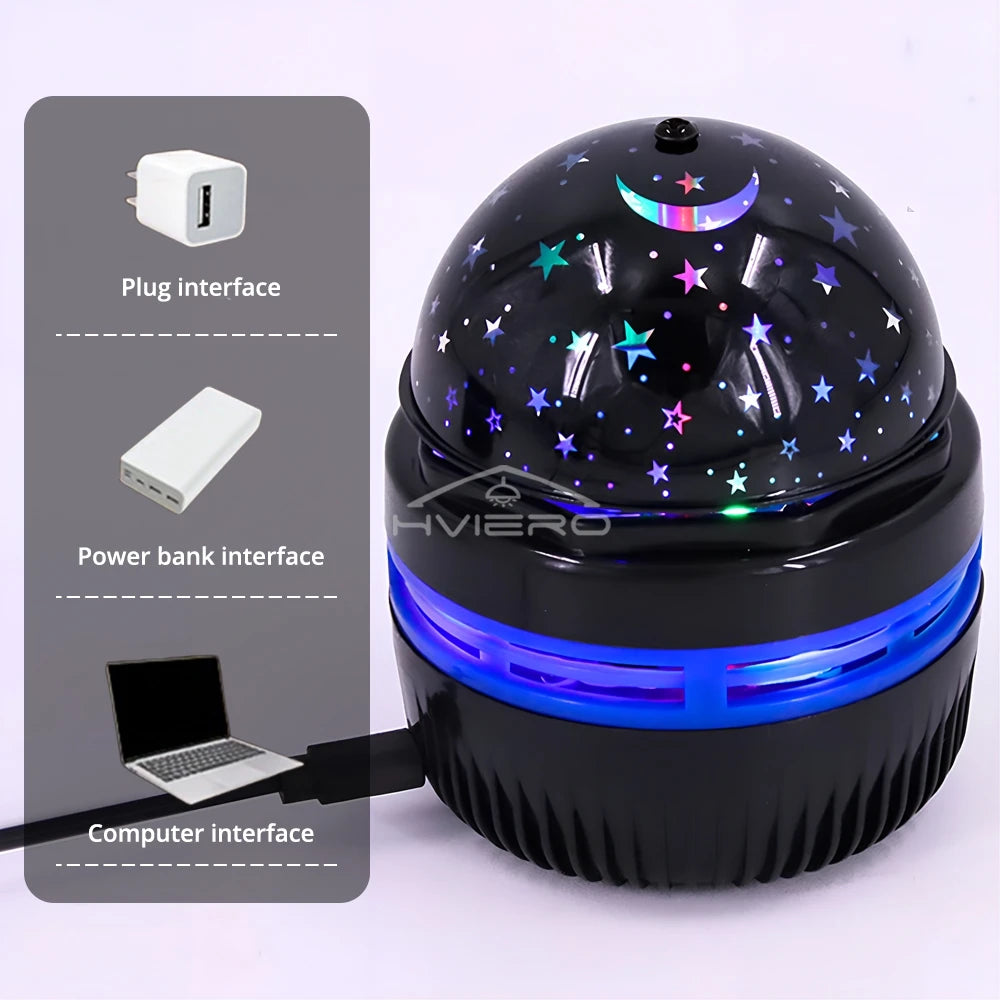 Proyector de luz nocturna Galaxy Lámparas de mesa USB Sala de juegos Cine en casa Techo Decoración de boda Halloween Gira automáticamente