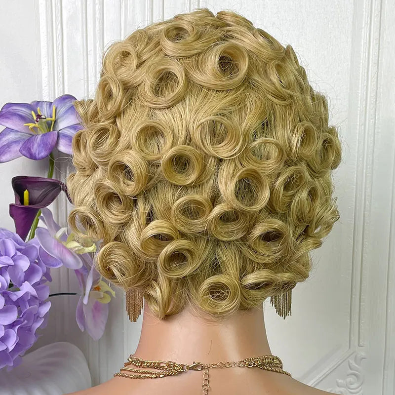 Short Pixie Cut Wigs Human Hair #27 Layered Curly Pixie Cut Wigs For Black Women Brazilian Full Machine Made Wig Pixie Curly On Sale