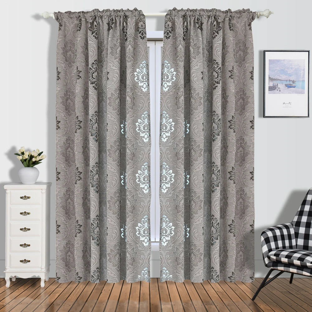 1PC European Jacquard Style Curtain Gray Window Drapes for Bedroom Living Room 20-40% Blackout Window Screening Home Decor