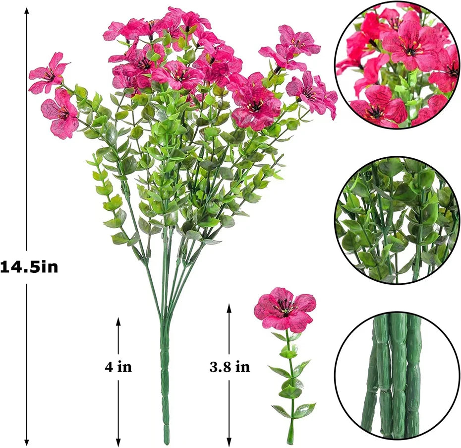Flores artificiales para exterior, resistentes a los rayos UV, plantas sintéticas para jardín, bodas, hogar, cocina, decoración de granja, plantas artificiales