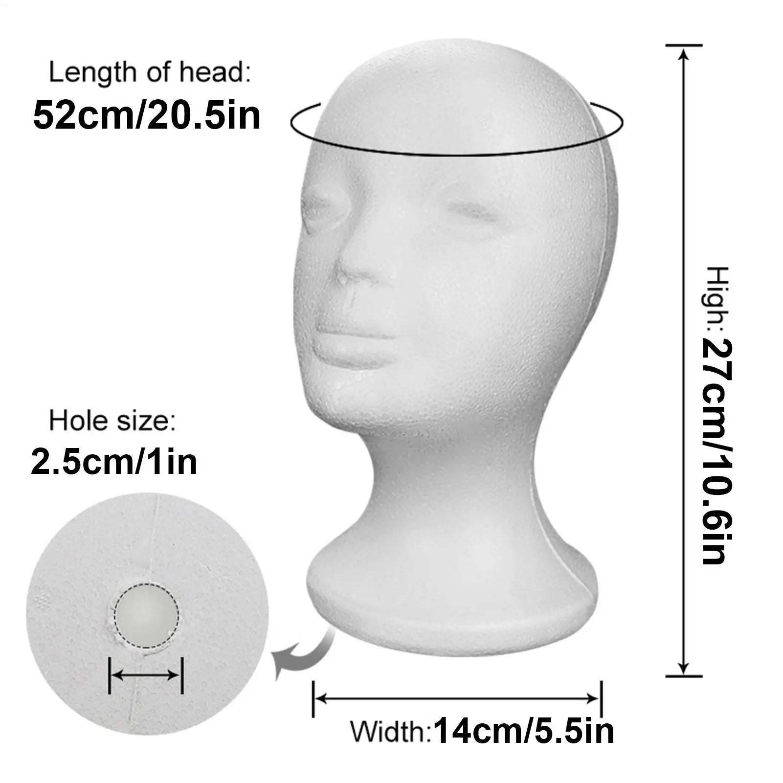 Female Styrofoam Mannequin Manikin Head Model Foam Wig Hair Lightweight Manikin Head Wig Display Stand for Scarves Jewelry Hats Maniqui Cabeza Con Cabello Natural