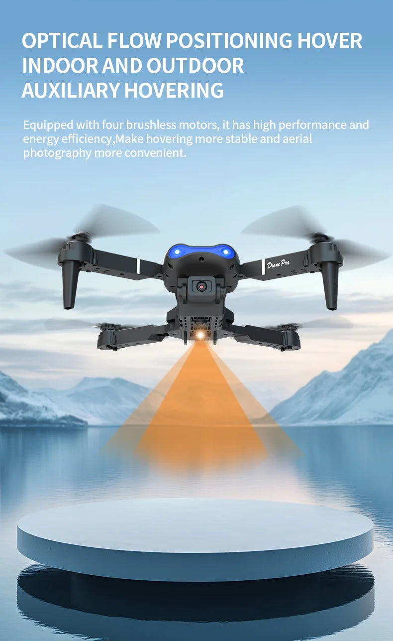 E99 PRO Drone Skjermkontroll Luftdrone Høydefinisjon Dobbeltkamera Fjernstyrt Fly, Sammenleggbar Quadcopter Barnegave