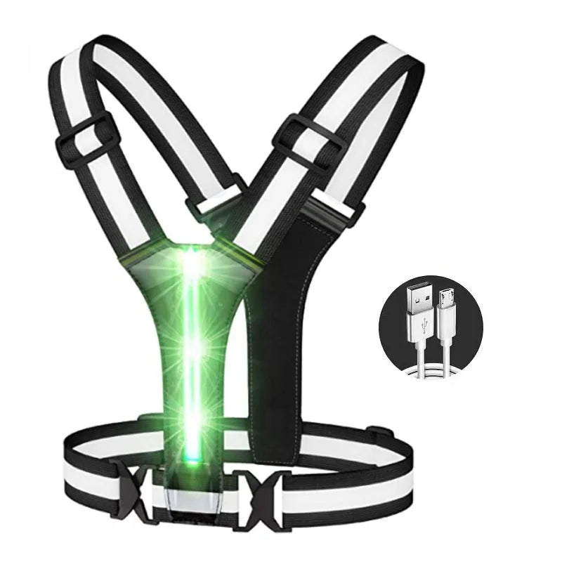 LED-reflekterende tanktopp for nattløping, høy elastisk utendørs sportsklær, sykkel- og løpeutstyr