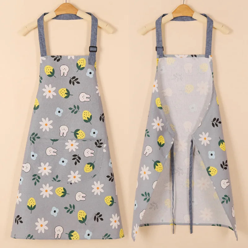 1 ud. Delantal de moda de tela de algodón, impermeable, engrosado, resistente a la suciedad, delantal de cocina y ropa de trabajo para el hogar, ropa de trabajo de jardinería