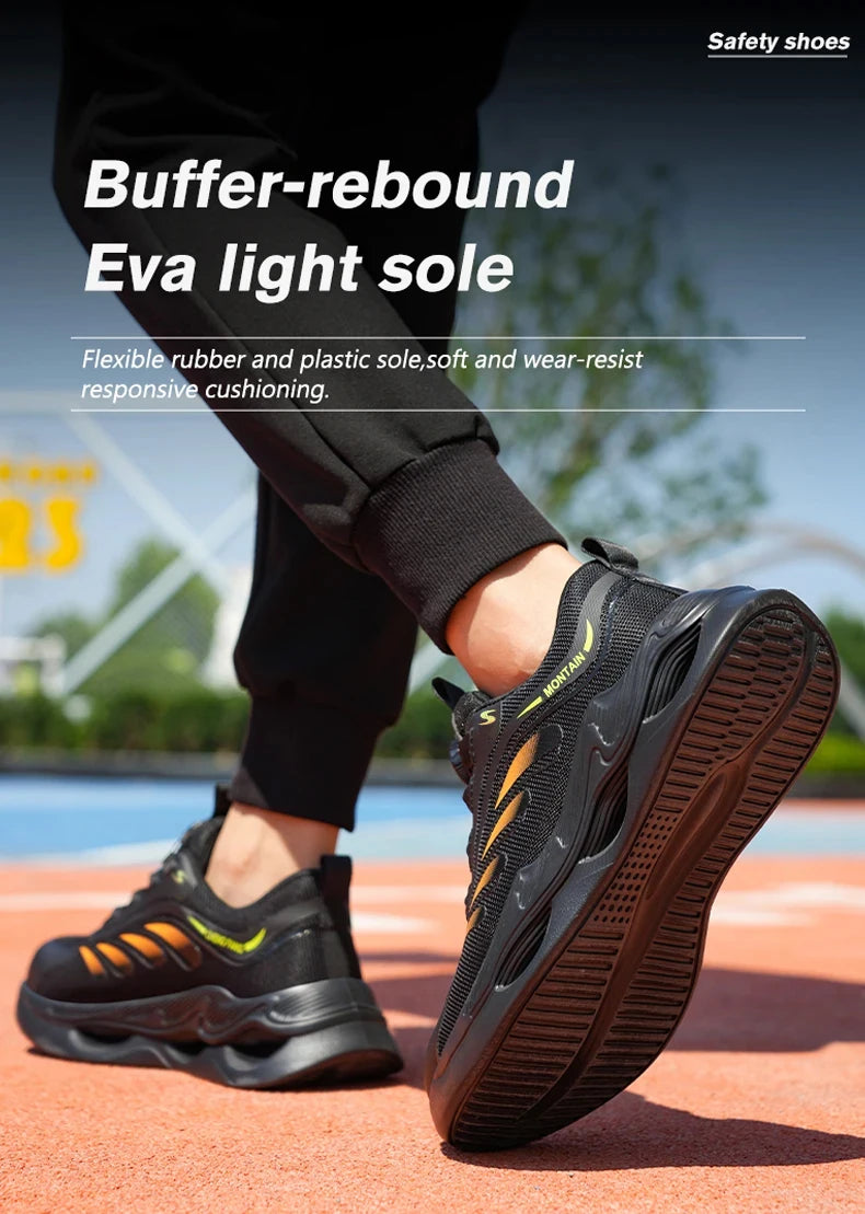 Steel Toe Work Shoes for Men Lightweight Breathable Work Sneakers Indestructible Anti-Smash Anti-Puncture Safety Shoes Man