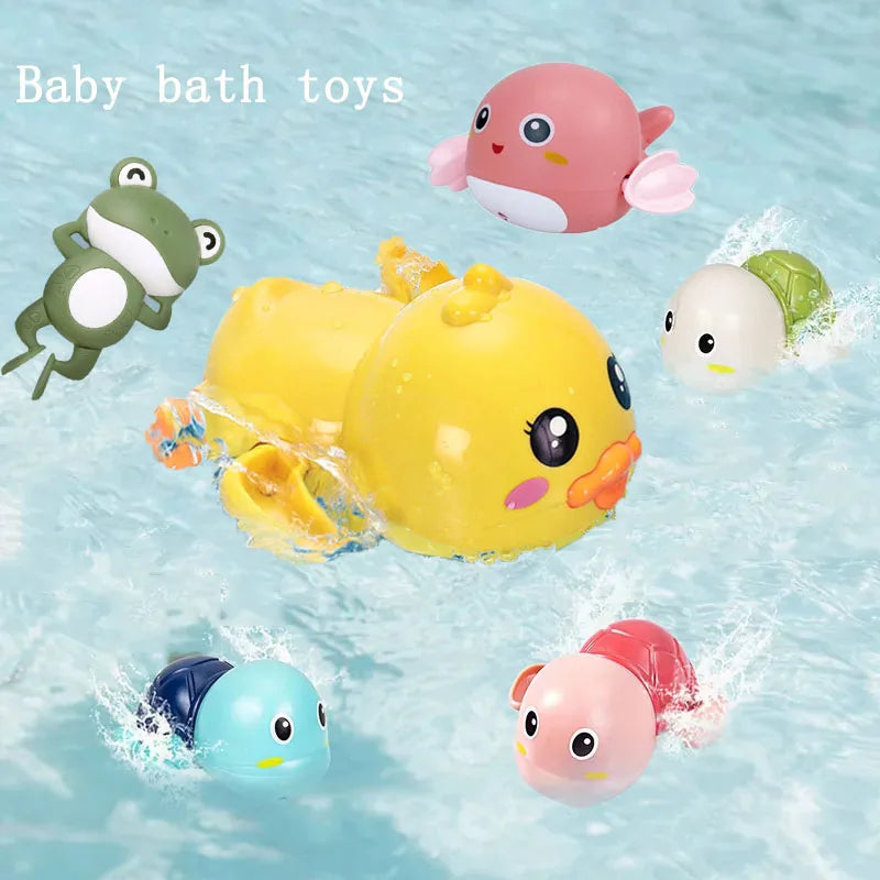 Jouets de bain pour bébé pour enfants, jeu d'eau, petit canard jaune, bébé nageur, enfants jouent avec l'eau, caneton, petite tortue, garçons et filles