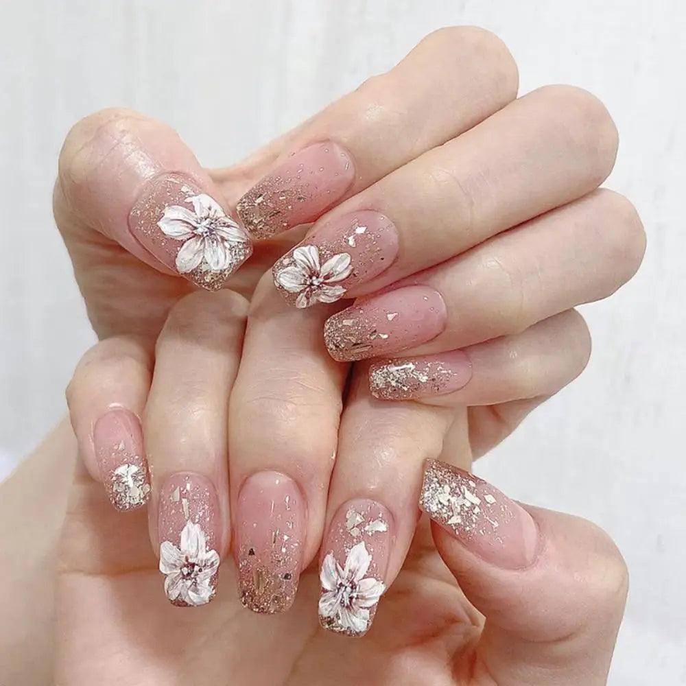 24 stk. Gradient Falske Negler Fransk Ballerina Negler Vanntett Falske Medium Kiste Falske Negler Fingernegler Press-on Negler Tips
