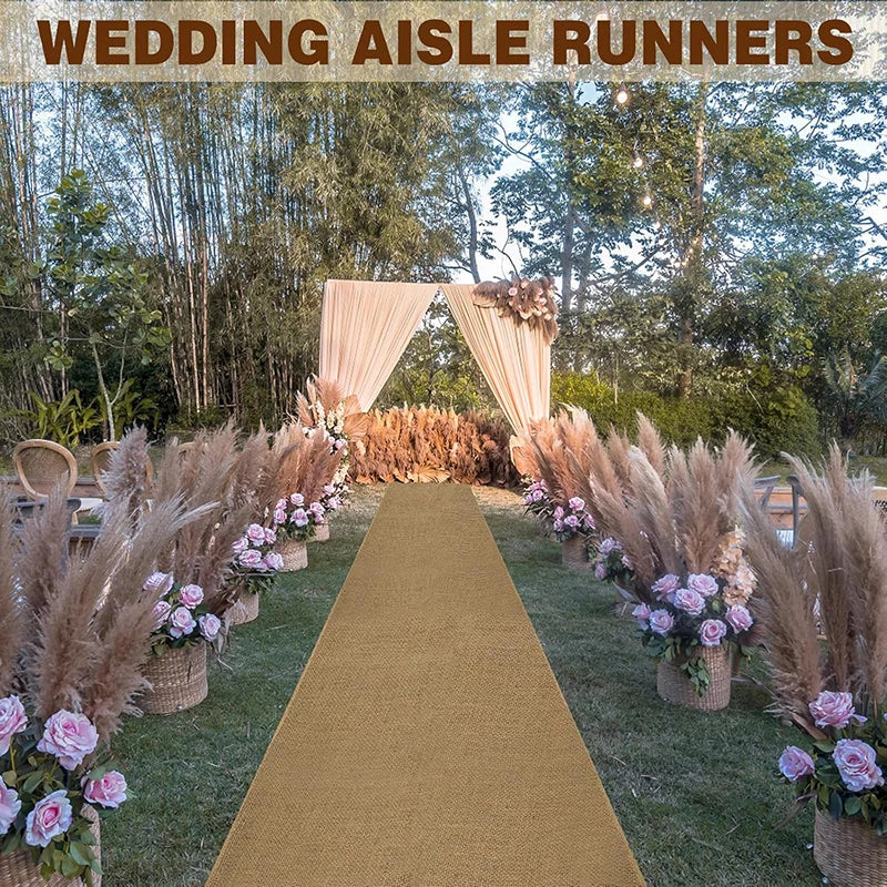 1 stk. bryllupsløper i jute, rustikk burlap-bordløper med frynsete kanter, teppe til bryllupsfest, utdrikningslagdekor