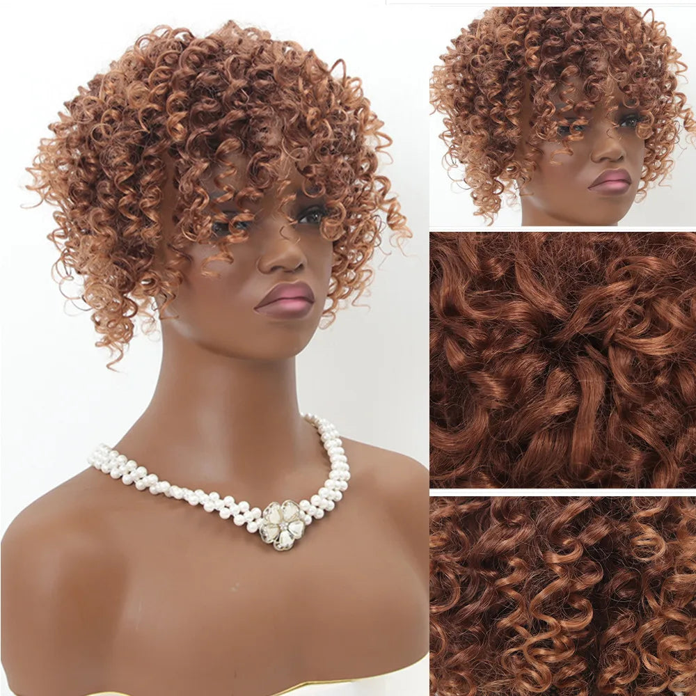 SQRDGQ Synthetic Hair Topper Kinky Curly Hairpiece False Bang Clip-In Bangs Natural Clourse Hairpiece for Women