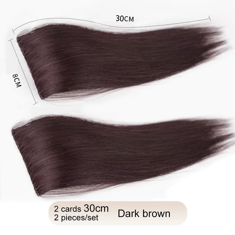 Extensiones de pelo sintético de 2 piezas/juego, extensiones de pelo, aberturas y piezas de repuesto para la parte superior, artefacto de reemplazo