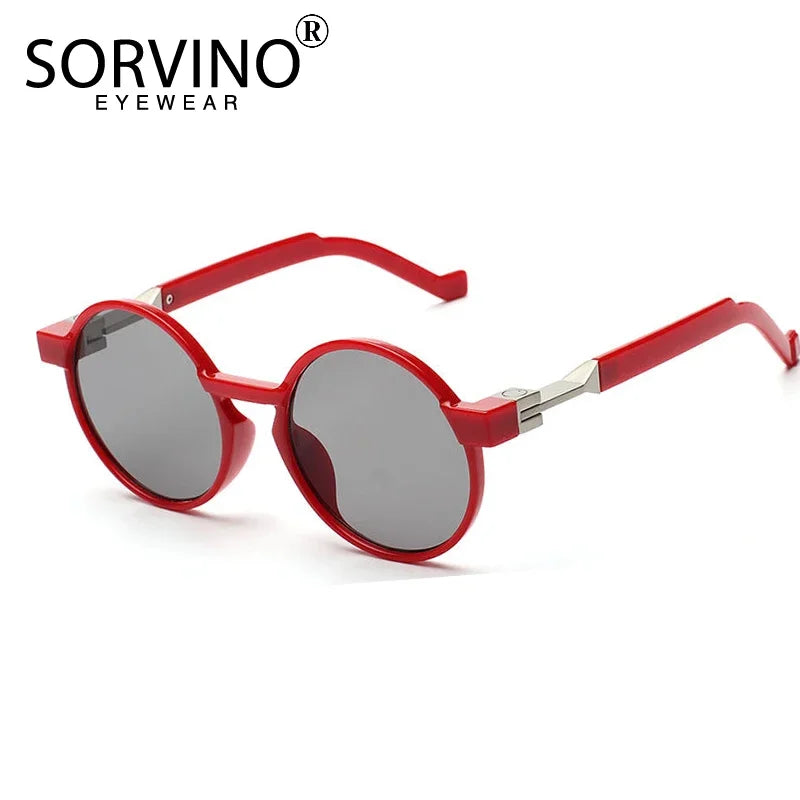 SORVINO Round Women Steampunk Sunglasses Red Yellow Gradient Sun Glasses Fashion Brand Designer Men Trendy Shades UV400 Gafas