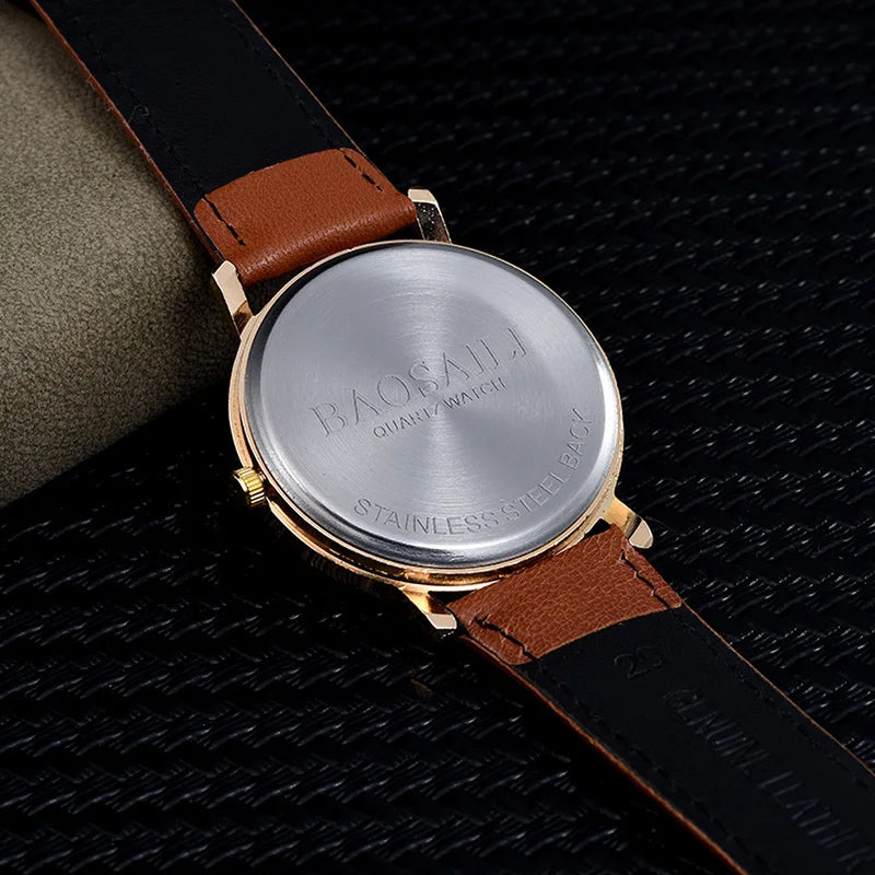 Conjunto de reloj de cuarzo de moda para mujer, interesante reloj de pulsera de cuero impermeable, reloj de personalidad de minoría ligera