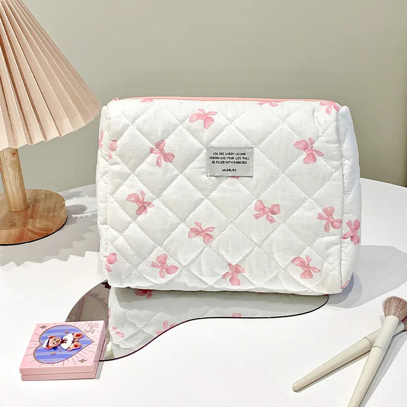 Bolsa de cosméticos para mujerBolsa de viaje para artículos de aseo Bolsa de maquillaje con lazo Bolsa de almacenamiento de maquillaje de moda Neceser organizador de bolso Kosmetiktasche