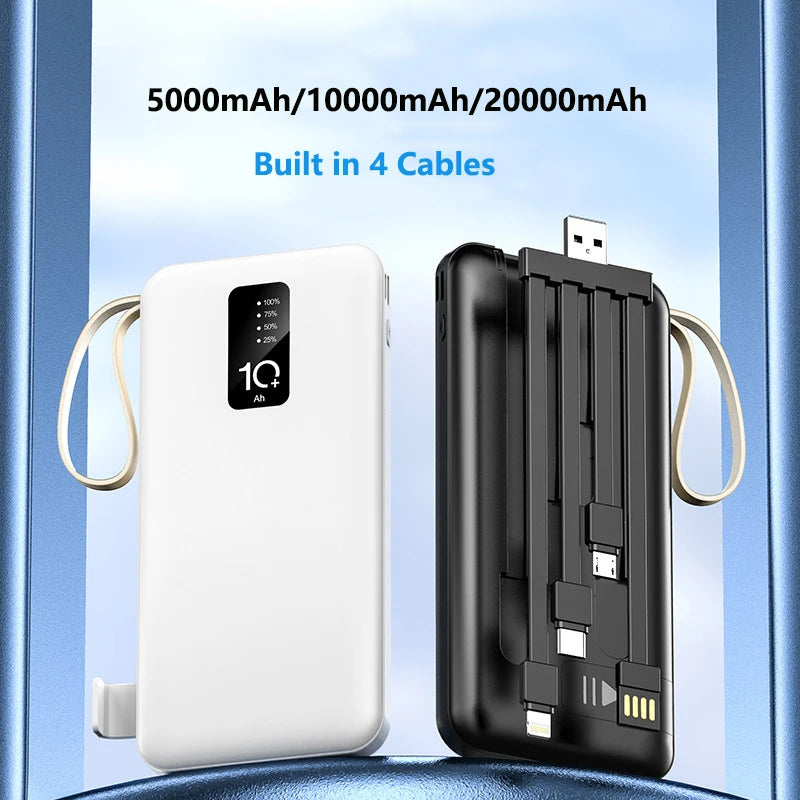 Batterie externe 20 000 mAh avec câble intégré, chargeur portable, batterie externe pour téléphone portable, charge rapide, pour iPhone 14, Xiaomi Mi