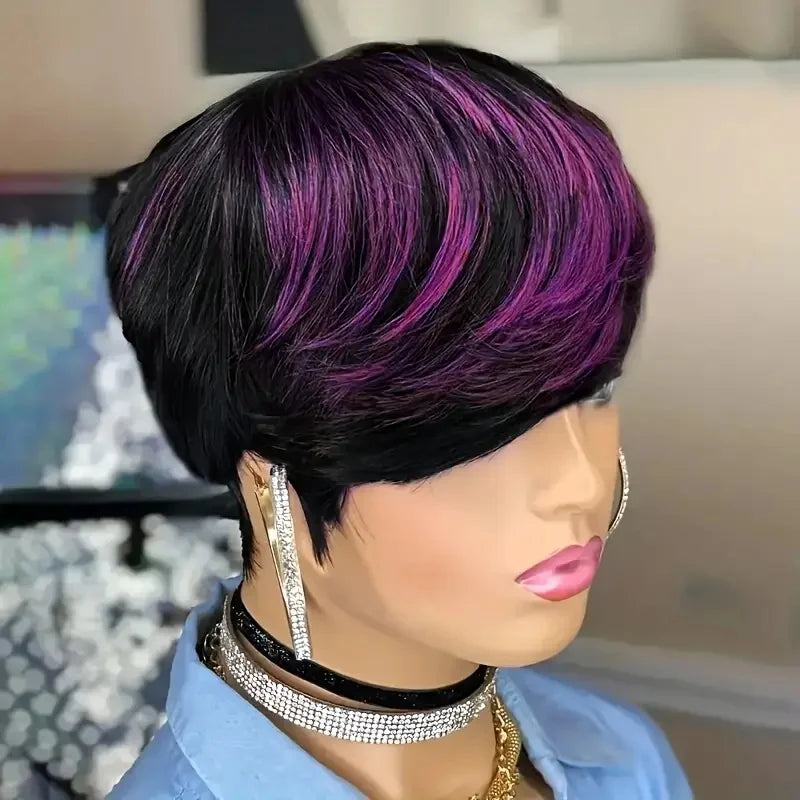 Pixie Cut wig 6 Inch Remy Human Hair Pixie Cut Wig Straight Layered Style wig For Women Full Machine Made Wig