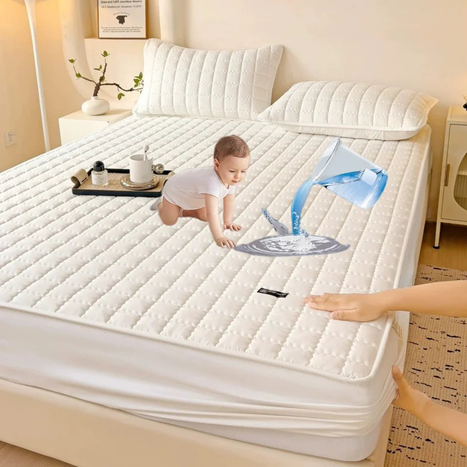 Waterproof Thickened Mattress Pad Protector Adjustable Durable Fitted Sheet Bed Covers Anti-mite Non-slip Bedspreads 150/160x200