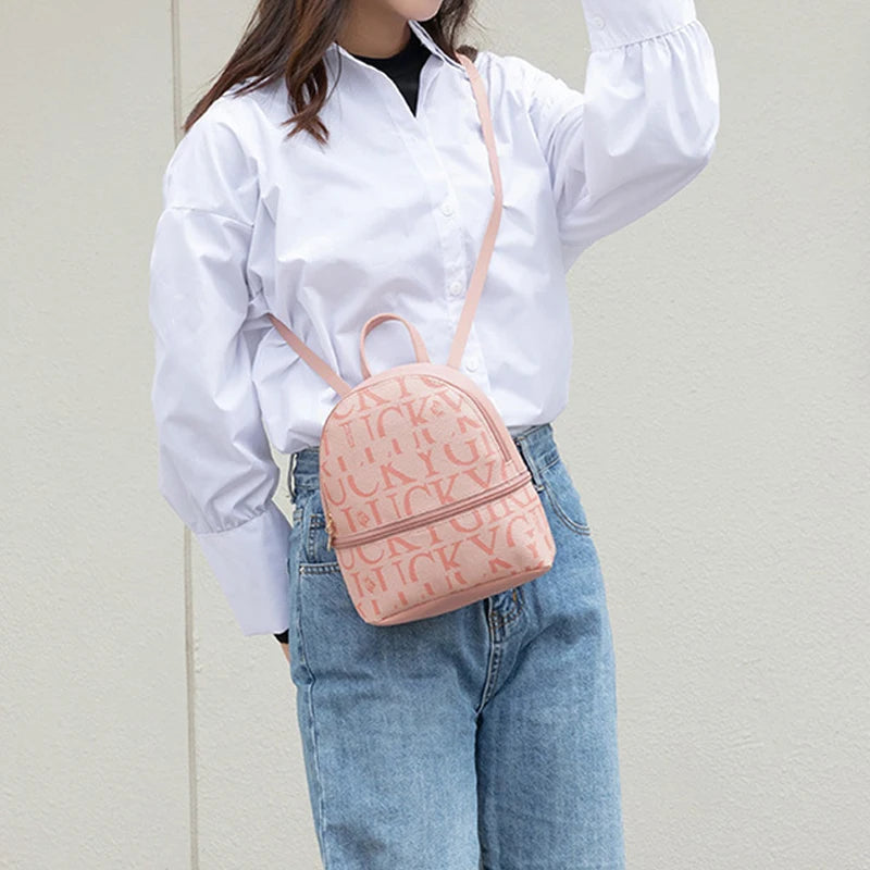 Mini Mochila de Moda Retro Bolso Bandolera Pequeño Lindo Monedero de Cuero PU Pequeña Mochila para Mujer Viaje Salida Bolso