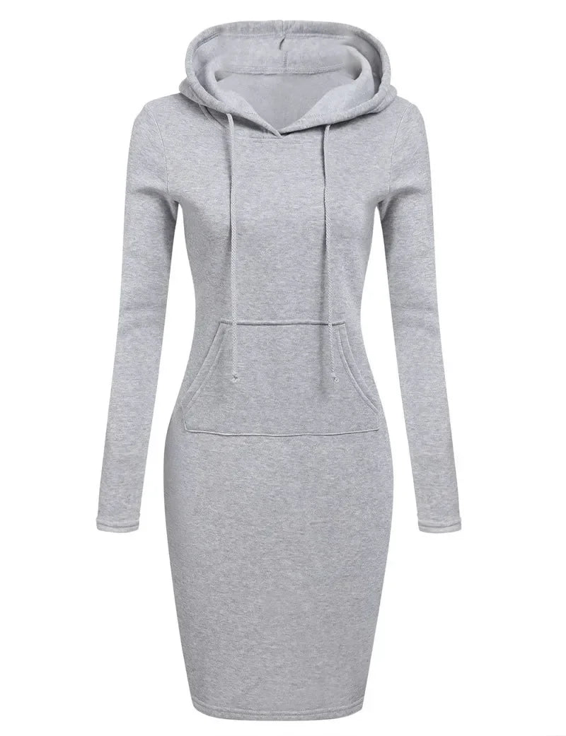 Atuendo de otoño para mujer, vestidos con capucha para mujer, sudadera con capucha - Vestidos de sudadera elegantes para mujer, tops en ropa de mujer