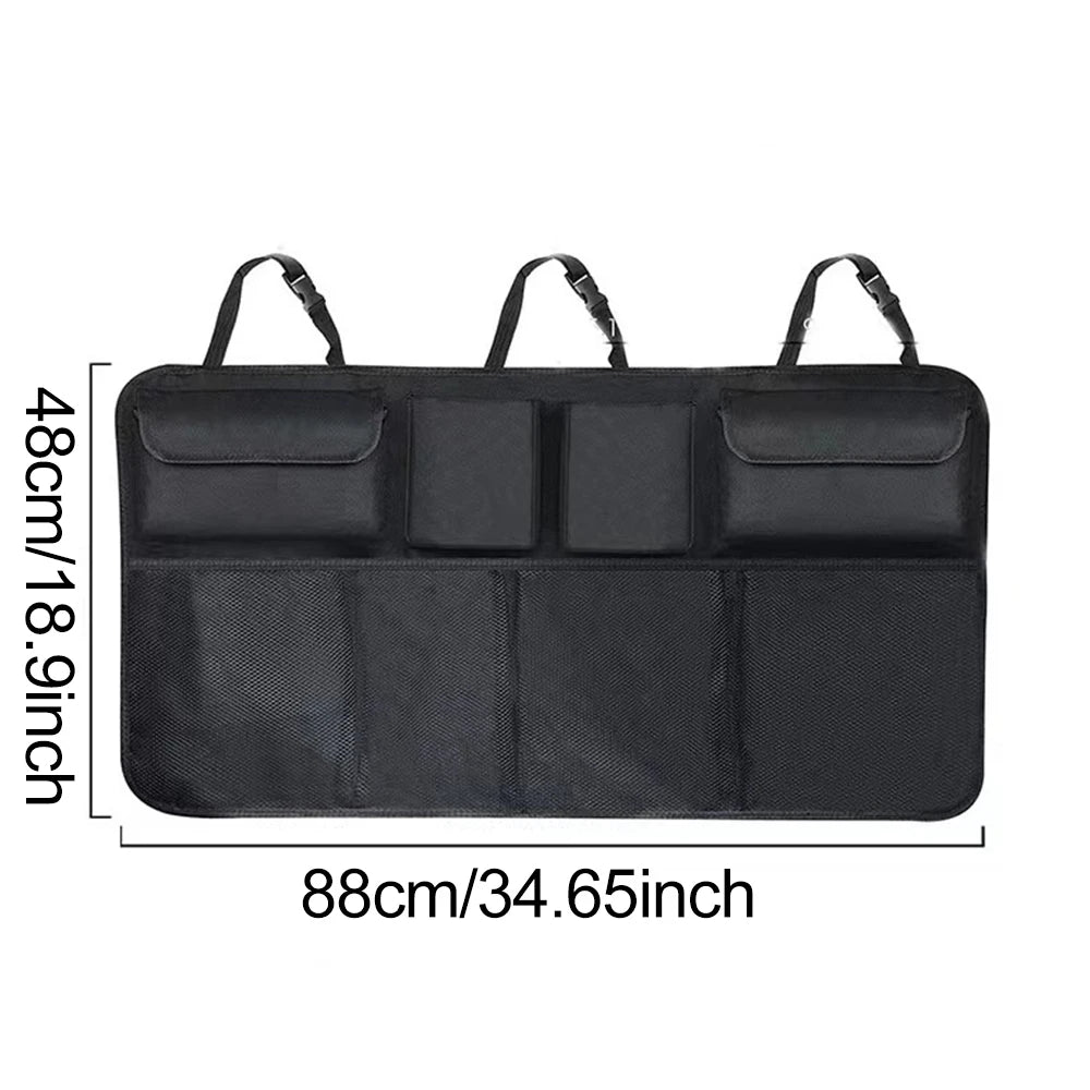 Organizador universal de maletero de coche, red de almacenamiento ajustable para el asiento trasero, organizadores colgantes de alta capacidad para Jeeps, SUV y furgonetas.
