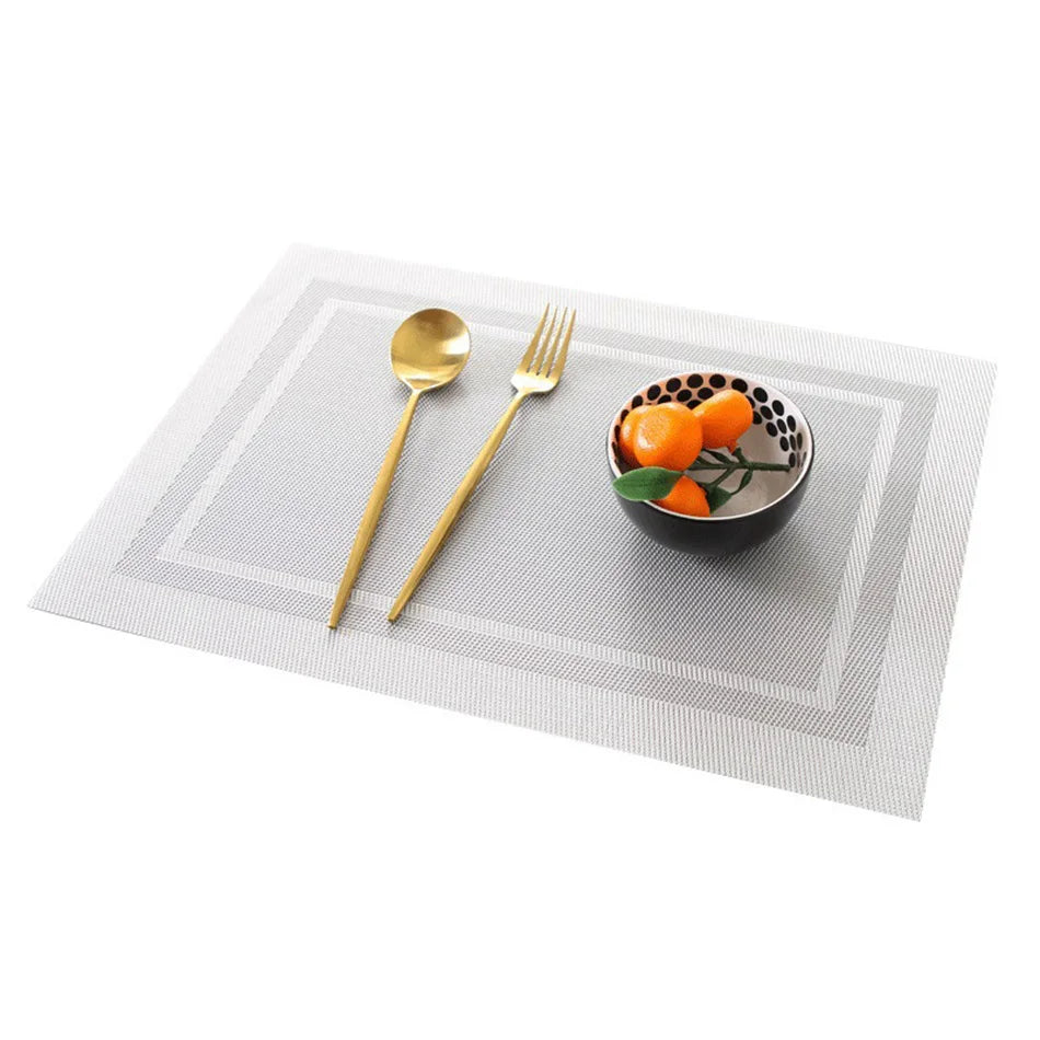 Placemats for Dining Table PVC Bamboo Pattern Table Mats Multiple Colors Non-Slip Heat Resistant Washable Easy to Clean