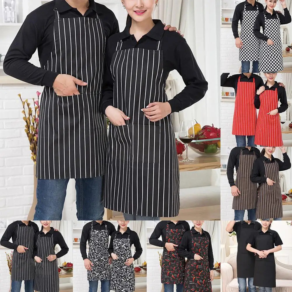 Delantal de cocina delantal de cocinero con cuello halter con 2 bolsillos delantales sin mangas para catering para hombres y mujeres delantal de camarero para barbacoa con estampado