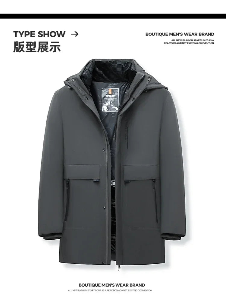 Chaquetas con capucha para hombre, ropa de abrigo informal, parkas largas para hombre, nuevas parkas impermeables y cálidas para otoño e invierno, abrigo tipo parka, 2 PIEZAS Parkas de invierno