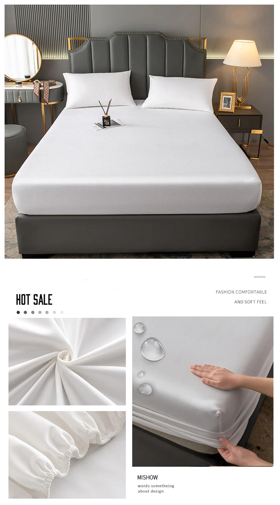 WOSTAR Waterproof mattress protector cover 150x190 single double queen king size elastic fitted sheet style bed protection pad