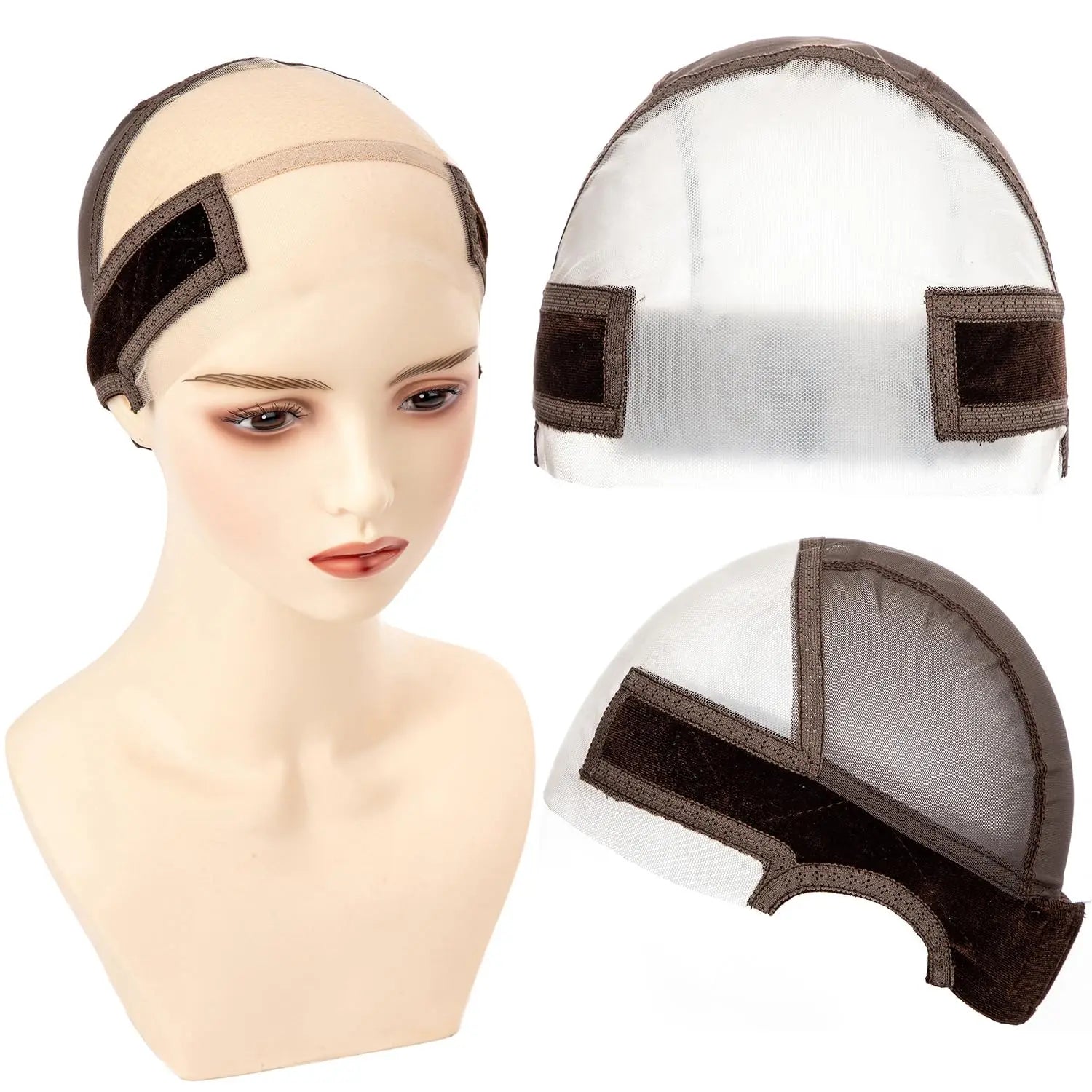 Lace Wig Grip Cap parykkfestebånd for Lace Front-parykker for å holde parykken på plass, justerbar parykkhette med festebånd, sklisikker lue